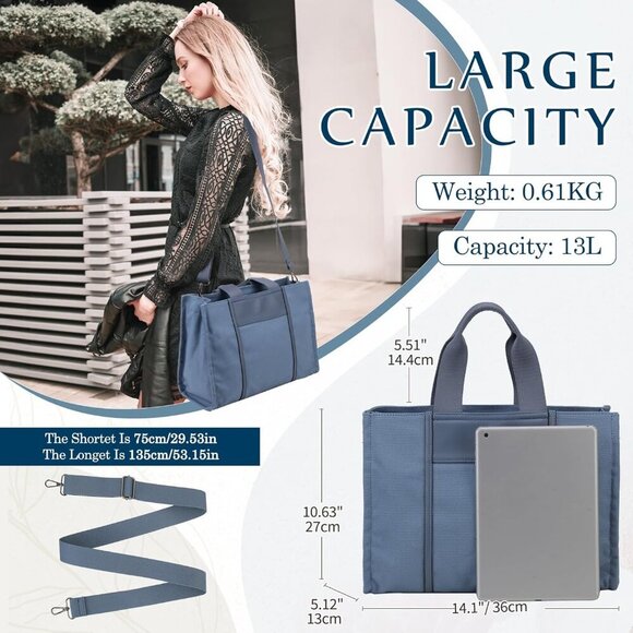 Canvas Tote Bag Women Large Capacity Crossbody Shoulder Stylish Durable - Picture 6 of 7